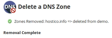 Confirmare delete domeniu DNS Zone