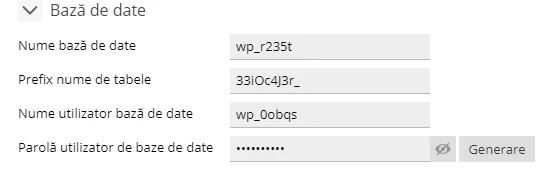 Wordpress Baza de date