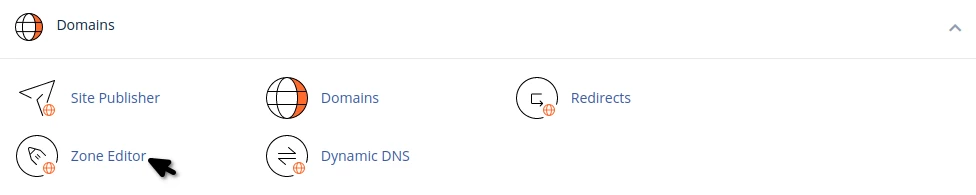 Domenų sekcija cPanel